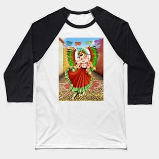 Christmas Quetzalcoatl Skirt Rudos Mask Background Baseball T-Shirt